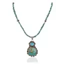 .925 Sterling Silver Handmade Certified Authentic Navajo Turquoise Jasper Native American Necklace  24116-102248
