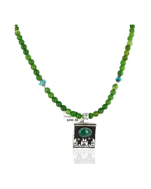12kt Gold Filled .925 Sterling Silver Handmade Certified Authentic Navajo Arrow Malachite Pendant Native American Necklace 24129
