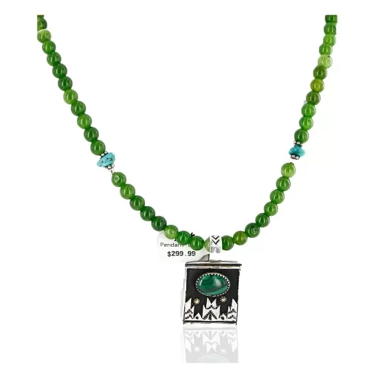 12kt Gold Filled .925 Sterling Silver Handmade Certified Authentic Navajo Arrow Malachite Pendant Native American Necklace 24129 12kt Gold Filled .925 Sterling Silver Handmade Certified Authentic Navajo Arrow Malachite Pendant Native American Necklace 24129