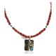 Certified Authentic 12kt Gold Filled and .925 Sterling Silver Handmade Cross Turquoise Red Jasper Native American Necklace 24300-16047-5 All Products NB151030003238 24300-16047-5 (by LomaSiiva)