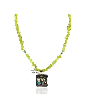 12kt Gold Filled .925 Sterling Silver Handmade Storyteller Certified Authentic Navajo Turquoise Paridot Native American Necklace 24301-9 12kt Gold Filled .925 Sterling Silver Handmade Storyteller Certified Authentic Navajo Turquoise Paridot Native American Necklace 24301-9