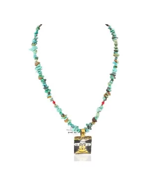 12kt Gold Filled .925 Sterling Silver Handmade Navajo Natural Turquoise Coral Necklace NB151226002224