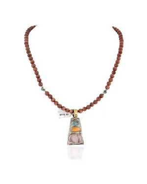 Certified Authentic 12kt Gold Filled and .925 Sterling Silver Handmade Multicolor Native American Necklace 24334-16028-9