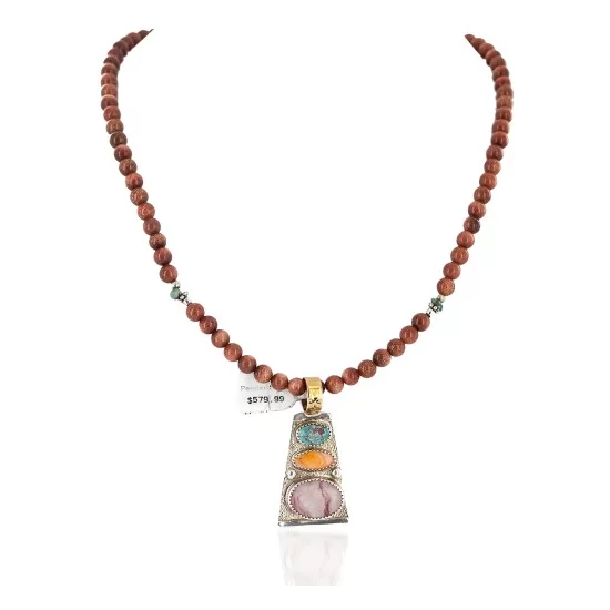 Certified Authentic 12kt Gold Filled and .925 Sterling Silver Handmade Multicolor Native American Necklace 24334-16028-9 Certified Authentic 12kt Gold Filled and .925 Sterling Silver Handmade Multicolor Native American Necklace 24334-16028-9