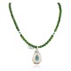 .925 Sterling Silver Handmade Certified Authentic Natural Turquoise Green Quartz Native American Necklace 24337-16076-13