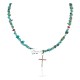 Handmade Cross Certified Authentic Zuni .925 Sterling Silver Natural Turquoise Charoite Native American Necklace 24371-7-1601-20