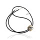 .925 Sterling Silver and 12kt Gold Filled Leather Handmade Wolf Certified Authentic Navajo Native American Bolo Tie  24417-2
