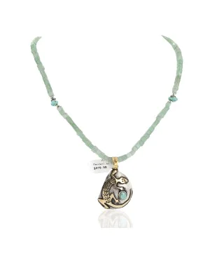 Certified Authentic 12kt Gold Filled and .925 Sterling Silver Handmade Gecko Turquoise Jade Native American Necklace 24422-5-790101 Certified Authentic 12kt Gold Filled and .925 Sterling Silver Handmade Gecko Turquoise Jade Native American Necklace 24422-5-790101