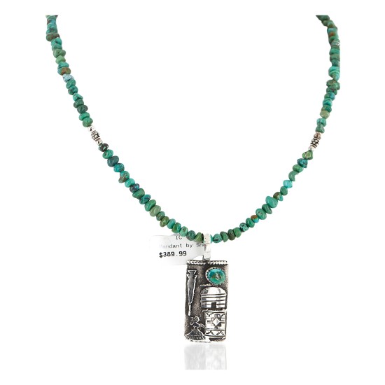Certified Authentic .925 Sterling Silver Handmade Storyteller Natural Turquoise Native American Necklace 24424-3-790102 Certified Authentic .925 Sterling Silver Handmade Storyteller Natural Turquoise Native American Necklace 24424-3-790102