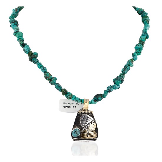 .925 Sterling Silver and 12kt Gold Filled Handmade INDIAN Certified Authentic Navajo Natural Turquoise Native American Necklace 24425-16065-3 .925 Sterling Silver and 12kt Gold Filled Handmade INDIAN Certified Authentic Navajo Natural Turquoise Native American Necklace 24425-16065-3