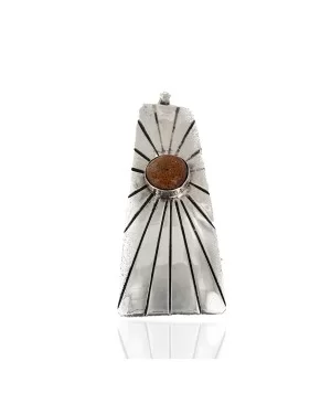 .925 Sterling Silver Handmade Certified Authentic Natural Agate Native American Pendant 24426-4