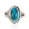 925 Sterling Silver Oval Handmade Certified Authentic Navajo Natural Turquoise Native American Ring  24429-1