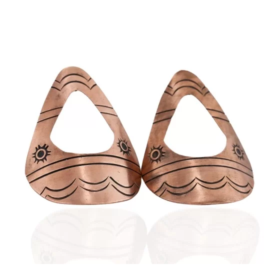 Handmade Certified Authentic Navajo Pure Copper Stud Native American Earrings 24435-1 Handmade Certified Authentic Navajo Pure Copper Stud Native American Earrings 24435-1