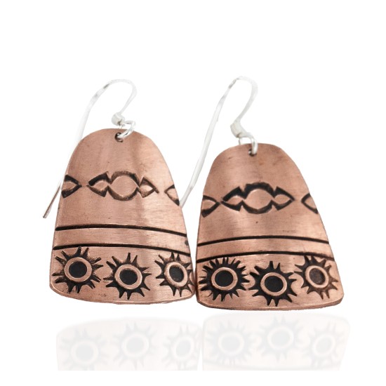 Handmade Certified Authentic Navajo Pure Copper Dangle Native American Earrings 1 24436-3 Handmade Certified Authentic Navajo Pure Copper Dangle Native American Earrings 1 24436-3