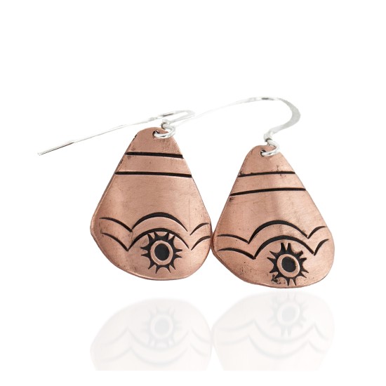 Handmade Navajo Pure Copper Dangle Earrings 24436-5 Handmade Navajo Pure Copper Dangle Earrings 24436-5