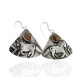 .925 Sterling Silver Horse Handmade Certified Authentic Navajo Natural Tigers Eye Dangle Native American Earrings 24437-2