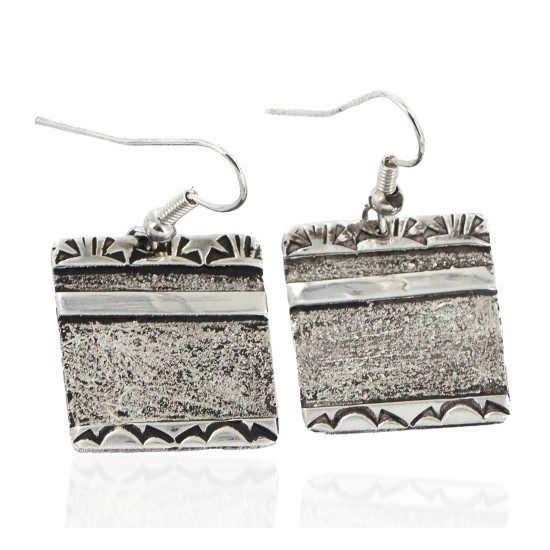 .925 Sterling Silver Handmade Certified Authentic Navajo Dangle Native American Earrings 24438-2 .925 Sterling Silver Handmade Certified Authentic Navajo Dangle Native American Earrings 24438-2