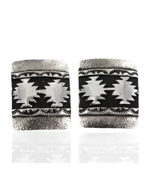 .925 Sterling Silver Handmade Certified Authentic Navajo Stud Native American Earrings 24439-5 .925 Sterling Silver Handmade Certified Authentic Navajo Stud Native American Earrings 24439-5