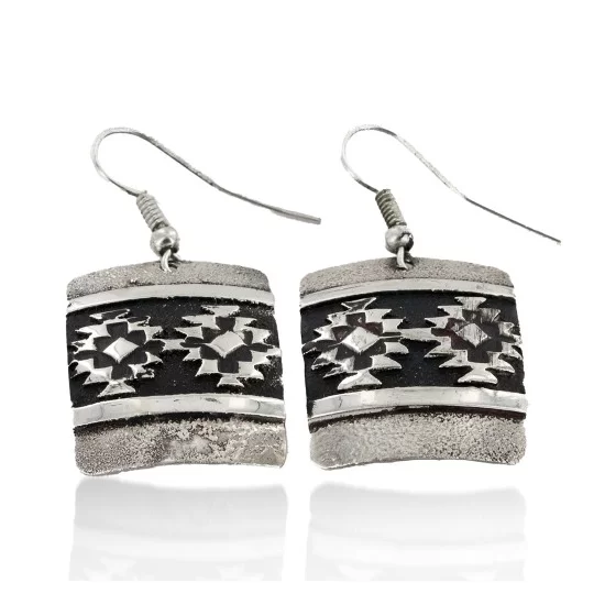 .925 Sterling Silver Handmade Certified Authentic Navajo Dangle Native American Earrings 1 24439-6 .925 Sterling Silver Handmade Certified Authentic Navajo Dangle Native American Earrings 1 24439-6