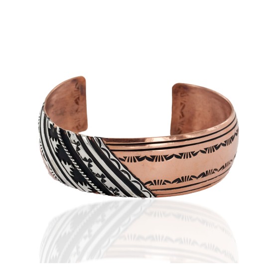 Handmade Certified Authentic Navajo Pure .925 Sterling Silver and Copper Native American Bracelet 24440-1 Handmade Certified Authentic Navajo Pure .925 Sterling Silver and Copper Native American Bracelet 24440-1