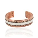 Handmade Certified Authentic Navajo Pure .925 Sterling Silver and Copper Native American Bracelet 24447-1