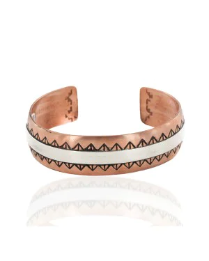 Handmade Certified Authentic Navajo Pure .925 Sterling Silver and Copper Native American Bracelet 24447-1 Handmade Certified Authentic Navajo Pure .925 Sterling Silver and Copper Native American Bracelet 24447-1