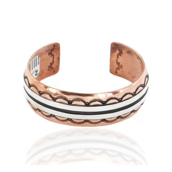 Handmade Certified Authentic Navajo Pure .925 Sterling Silver and Copper Native American Bracelet 24452-2 Handmade Certified Authentic Navajo Pure .925 Sterling Silver and Copper Native American Bracelet 24452-2