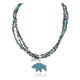 Certified Authentic 3 Strand .925 Sterling Silver Handmade Bear Natural Chipped Turquoise Amethyst and Turquoise Native American Necklace 24461-25251-2