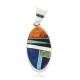 Navajo Oval Certified Authentic .925 Sterling Silver Natural Multicolor Real Handmade Native American Inlaid Pendant 24490-2 Navajo Oval Certified Authentic .925 Sterling Silver Natural Multicolor Real Handmade Native American Inlaid Pendant 24490-2
