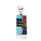 Rectangle Certified Authentic Navajo .925 Sterling Silver Natural Multicolor Real Handmade Native American Inlaid Pendant 24490-6 All Products NB160330185310 24490-6 (by LomaSiiva)