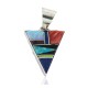 Navajo .925 Sterling Silver Triangle Certified Authentic Natural Multicolor Real Handmade Native American Inlaid Pendant 24491-1