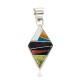 Navajo Rhombus Certified Authentic .925 Sterling Silver Natural Multicolor Real Handmade Native American Inlaid Pendant 24491-10