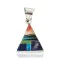 Certified Authentic Navajo Triangle .925 Sterling Silver Natural Multicolor Real Handmade Native American Inlaid Pendant 24491-2