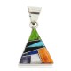 Triangle Navajo Certified Authentic .925 Sterling Silver Natural Multicolor Real Handmade Native American Inlaid Pendant 24491-6