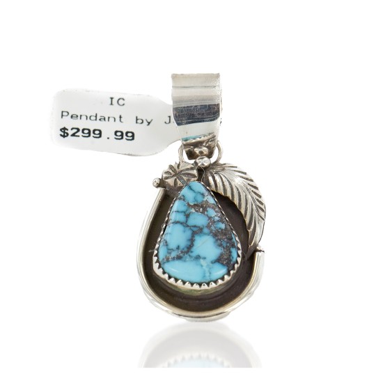 Certified Authentic .925 Sterling Silver Handmade Navajo Natural Turquoise Native American Pendant 25298-5