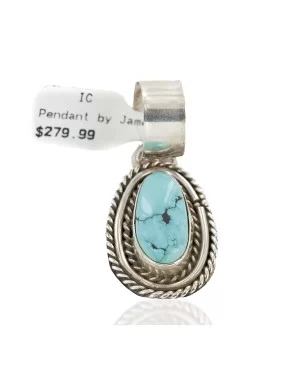 Handmade Certified Authentic .925 Sterling Silver Navajo Natural Turquoise Native American Pendant  25299-3