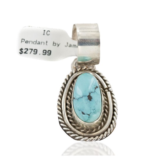 Handmade Certified Authentic .925 Sterling Silver Navajo Natural Turquoise Native American Pendant  25299-3
