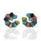 Handmade Certified Authentic Petit Point Zuni .925 Sterling Silver Natural Turquoise and Multicolor Stud Native American Earrings 27127-00