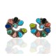 Handmade Certified Authentic Petit Point Zuni .925 Sterling Silver Natural Turquoise and Multicolor Stud Native American Earrings 27127-00 Handmade Certified Authentic Petit Point Zuni .925 Sterling Silver Natural Turquoise and Multicolor Stud Native American Earrings 27127-00