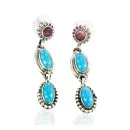 Certified Authentic Handmade Navajo .925 Sterling Silver Natural Turquoise Purple Spiny Oyster Native American Dangle Earrings 27162-4