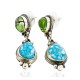 Certified Authentic Handmade Navajo .925 Sterling Silver Dangle Native American Earrings Natural Turquoise Gaspeite 27164