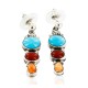 Certified Authentic Handmade Navajo .925 Sterling Silver Dangle Natural Turquoise Coral Spiny Oyster Native American Earrings 27165-1