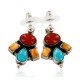 Certified Authentic Handmade Navajo .925 Sterling Silver Natural Turquoise Coral Spiny Oyster Native American Dangle Earrings 27166-1