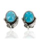 Certified Authentic Handmade Navajo .925 Sterling Silver Clip Native American Earrings Natural Turquoise 27167-1
