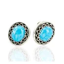 Certified Authentic Handmade Navajo .925 Sterling Silver Stud Native American Earrings Natural Turquoise 27169-2