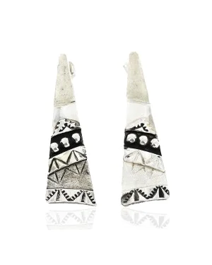 .925 Sterling Silver Handmade Certified Authentic Navajo Stud Native American Earrings 27177-2 .925 Sterling Silver Handmade Certified Authentic Navajo Stud Native American Earrings 27177-2