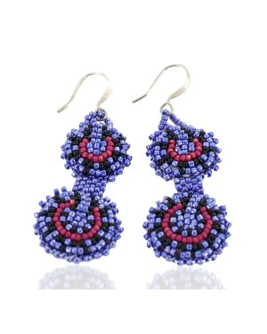 Certified Authentic Handmade Beaded Navajo Native American Dangle Earrings  27179