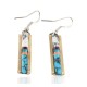 Nickel Handmade Certified Authentic Navajo Inlay Natural Turquoise Coral Native American Earrings 27184-1