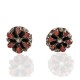 Certified Authentic Handmade Petit Point Flower Zuni .925 Sterling Silver Coral Native American Stud Earrings 27214-2