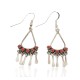 Handmade Certified Authentic Zuni .925 Sterling Silver Coral Native American Dangle Earrings 27214-4